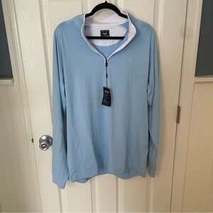 Deolax Mens L Light Blue 1/4 Zip Golf Pullover Long Sleeve Performance NWT
